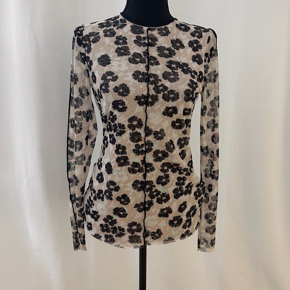 Ted Baker London Mesh Long Sleeve Top – Floral Print – Size 3 (US 6/8) - Picture 1 of 8